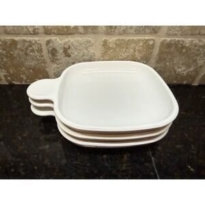 Set Of 3 Corning Ware White P-185-B Grab It Square Snack Plates with Handle